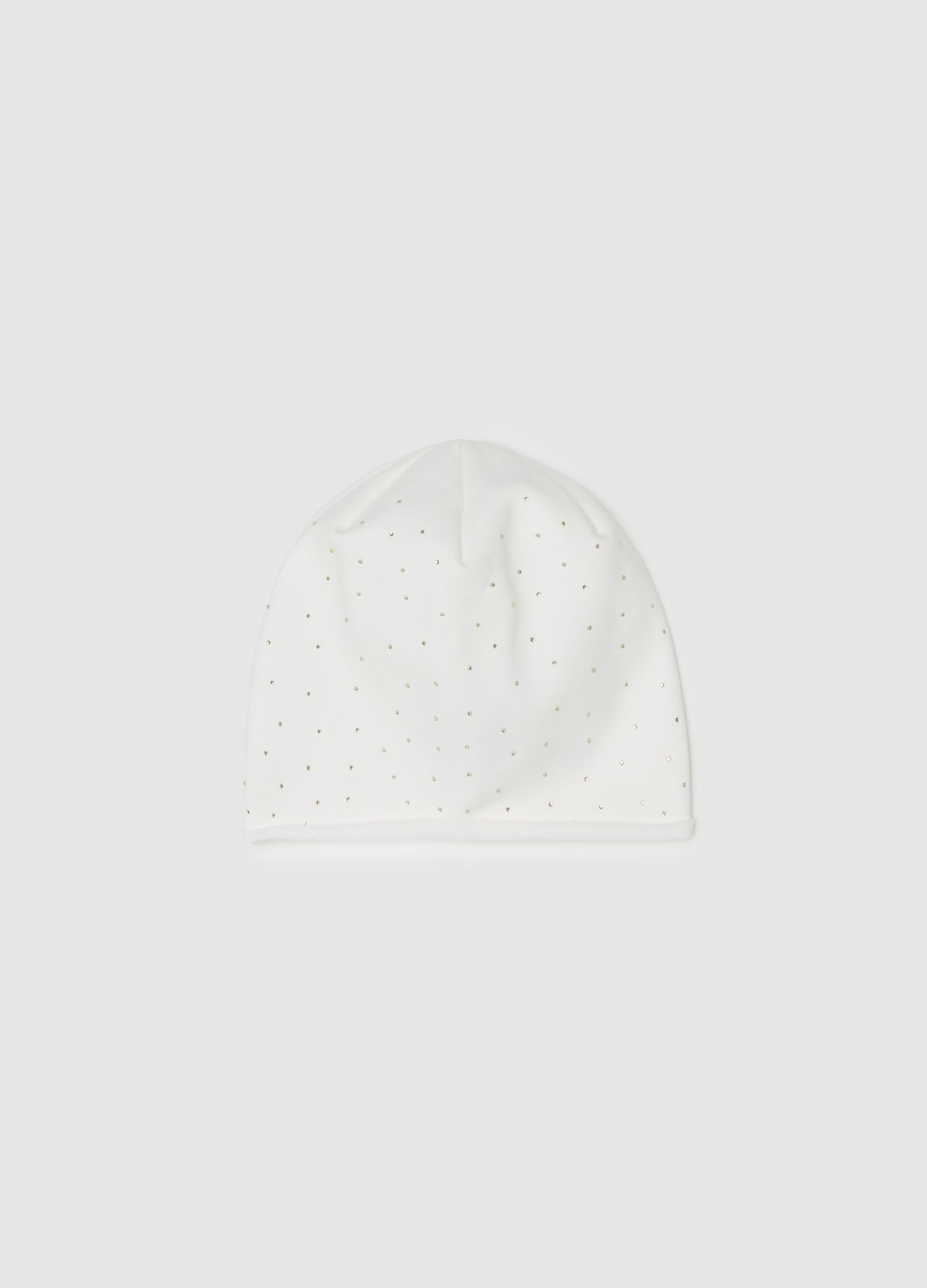 Organic cotton fleece hat with diamantés