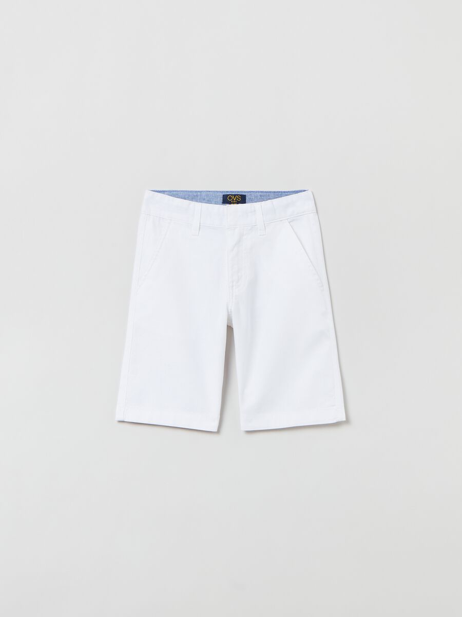 Bermuda shorts in linen and cotton_0