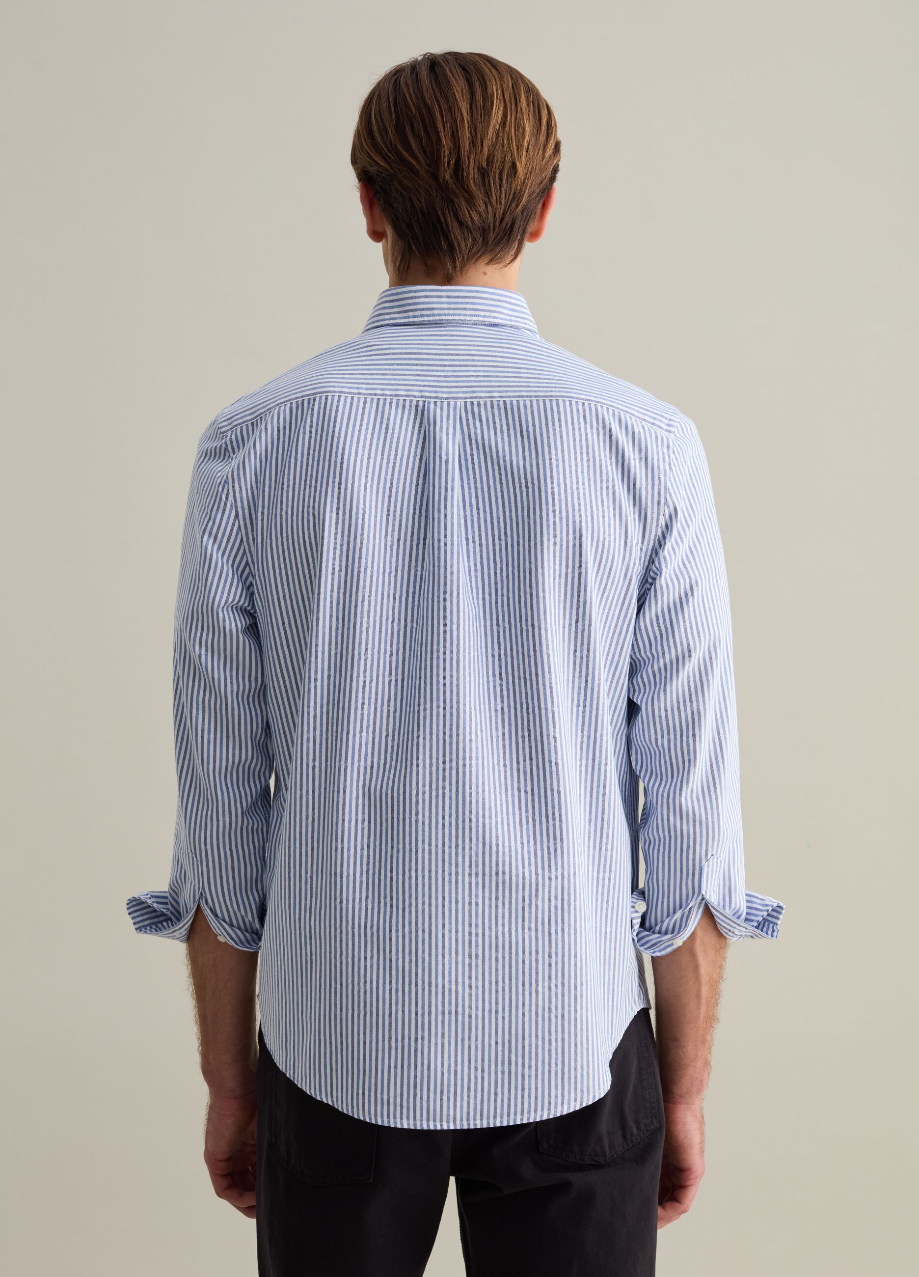 Regular-fit shirt in striped Oxford cotton