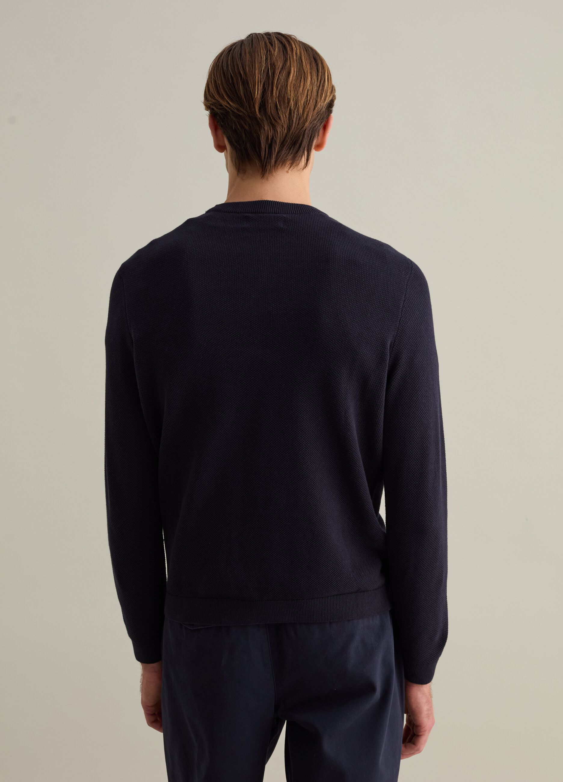 Piquet pullover with round neck