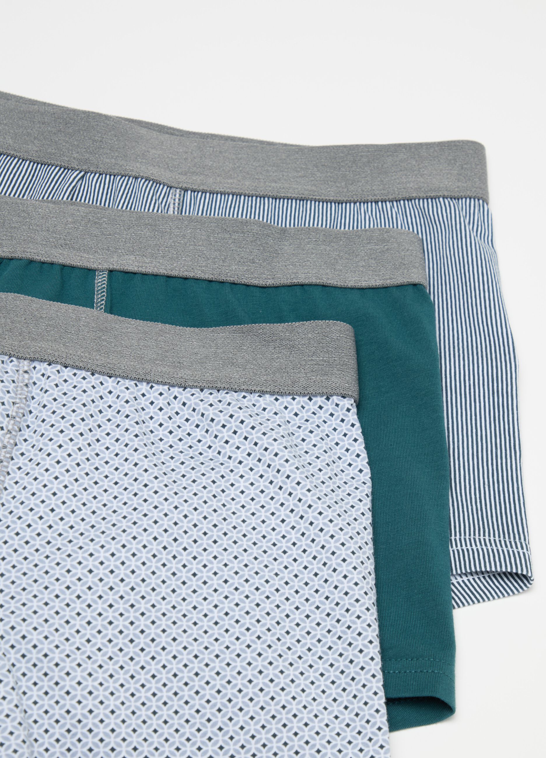 Three-pack boxer shorts with pattern in stretch organic cotton