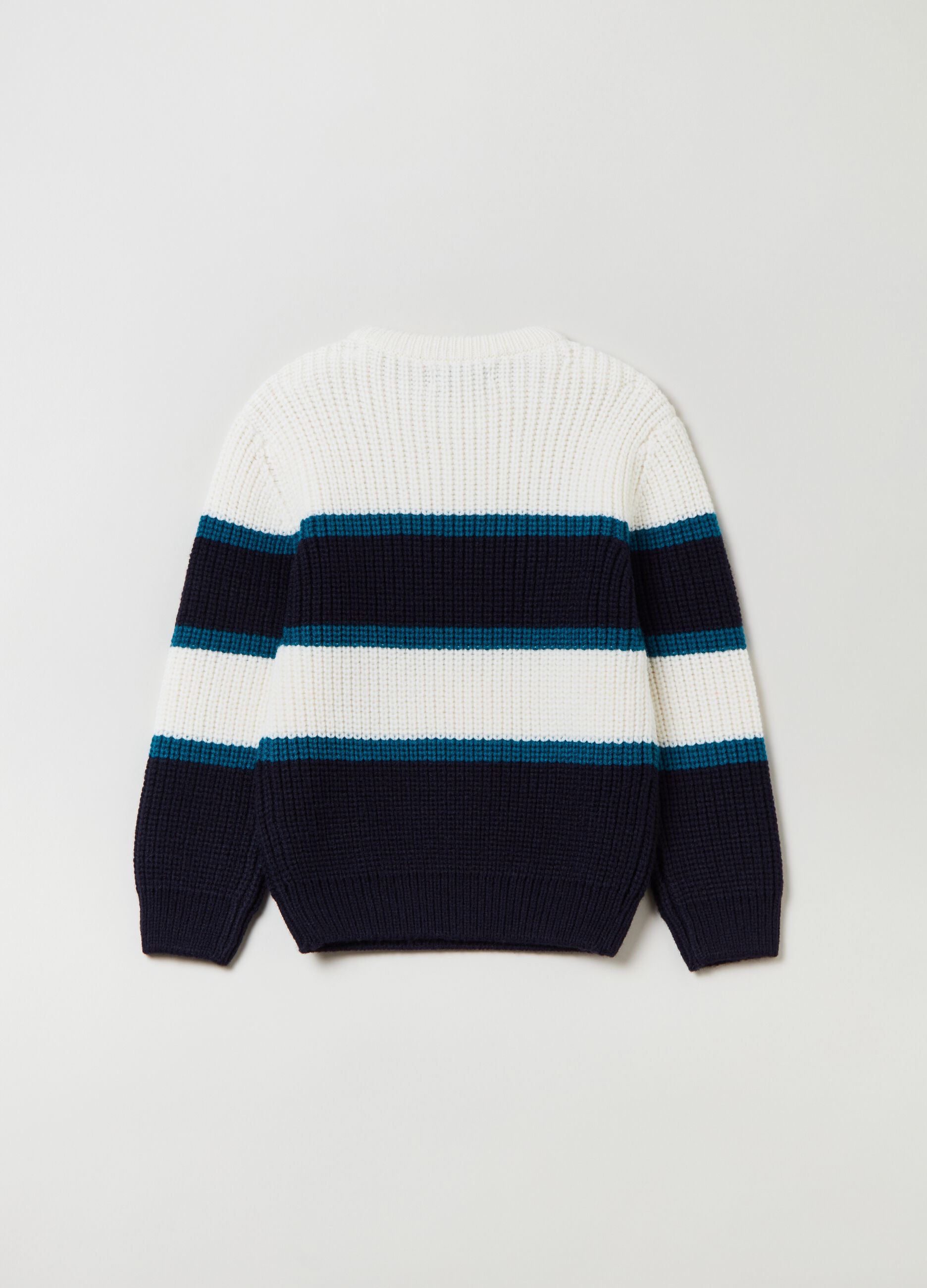 Knitted pullover with striped design