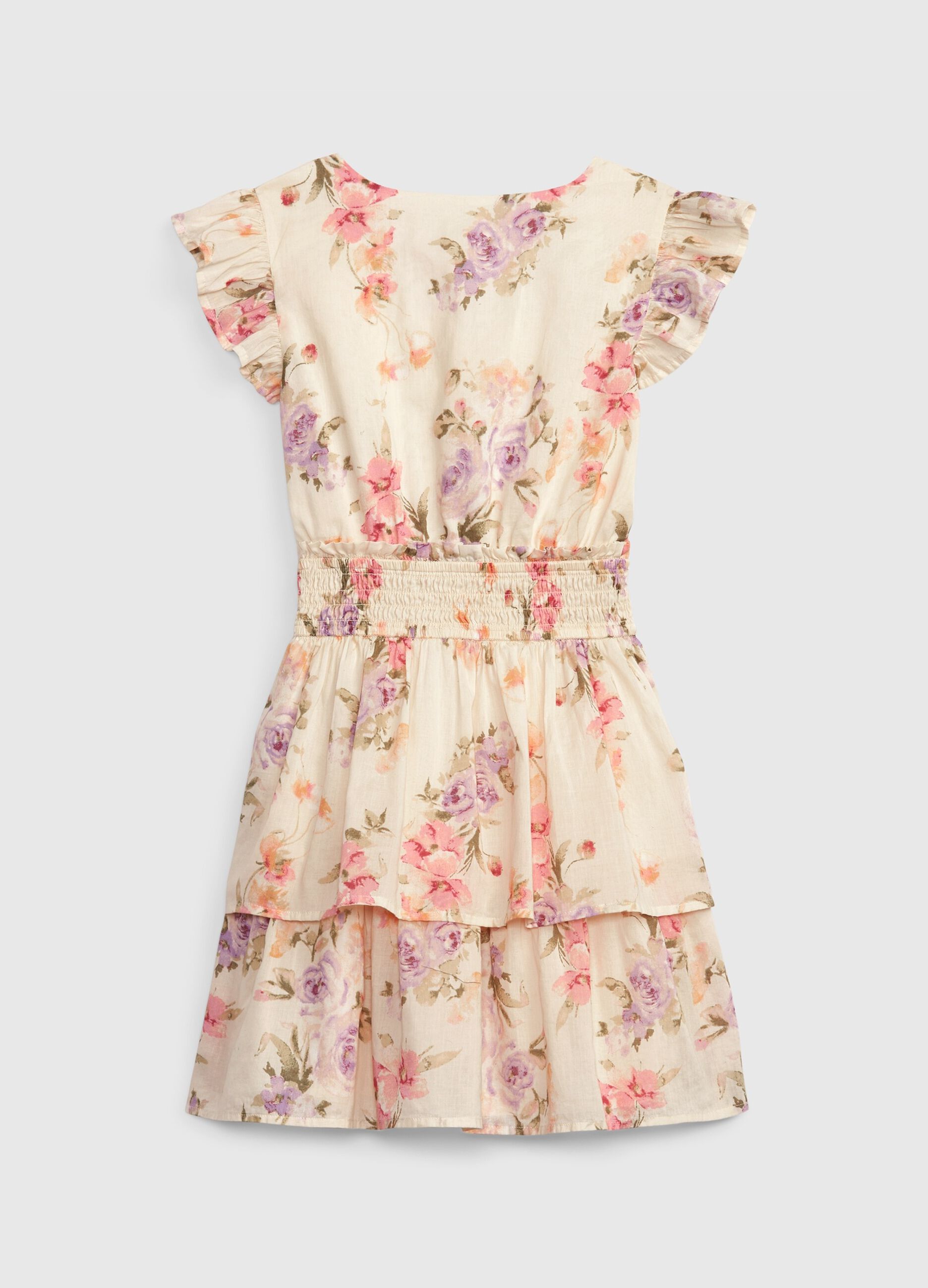 LoveShackFancy floral dress in cotton with flounce