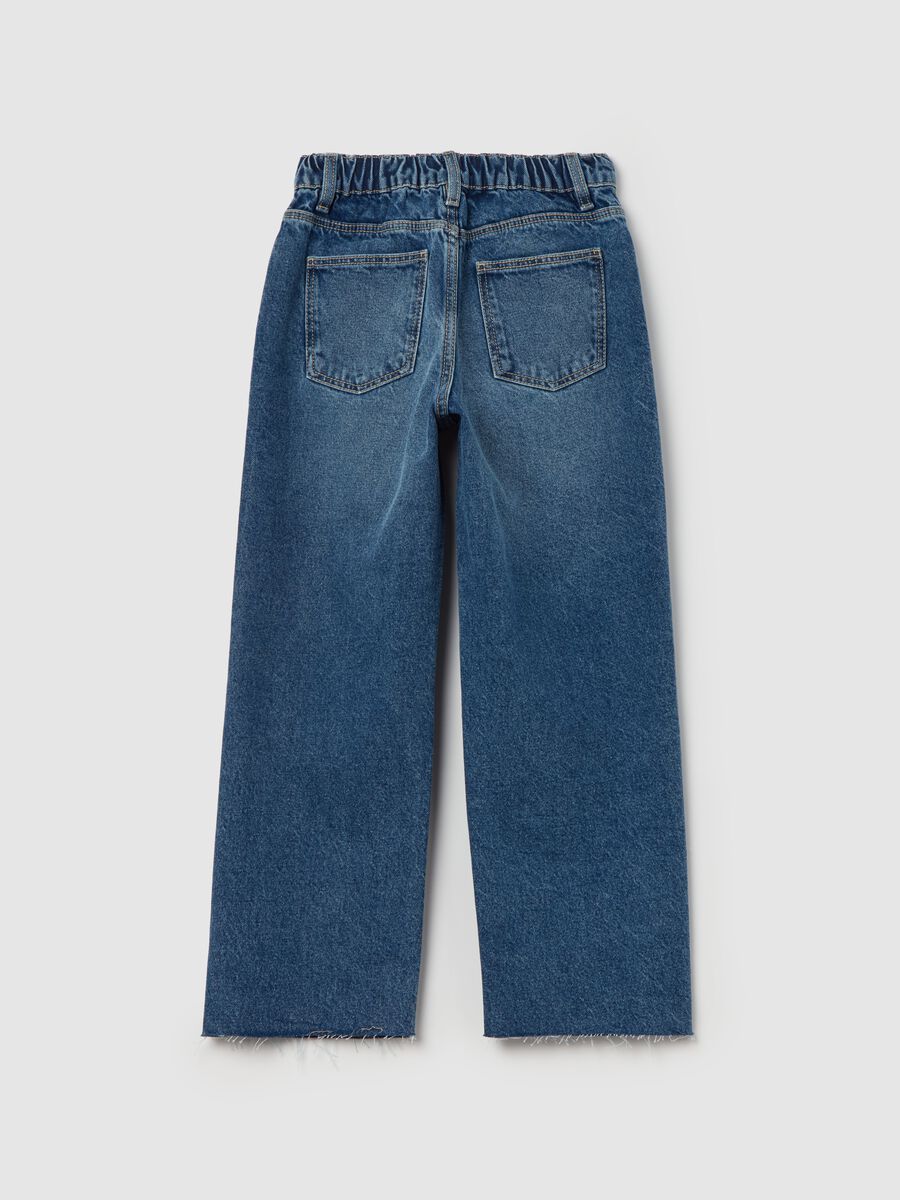 Culotte jeans with five pockets and raw edging_4