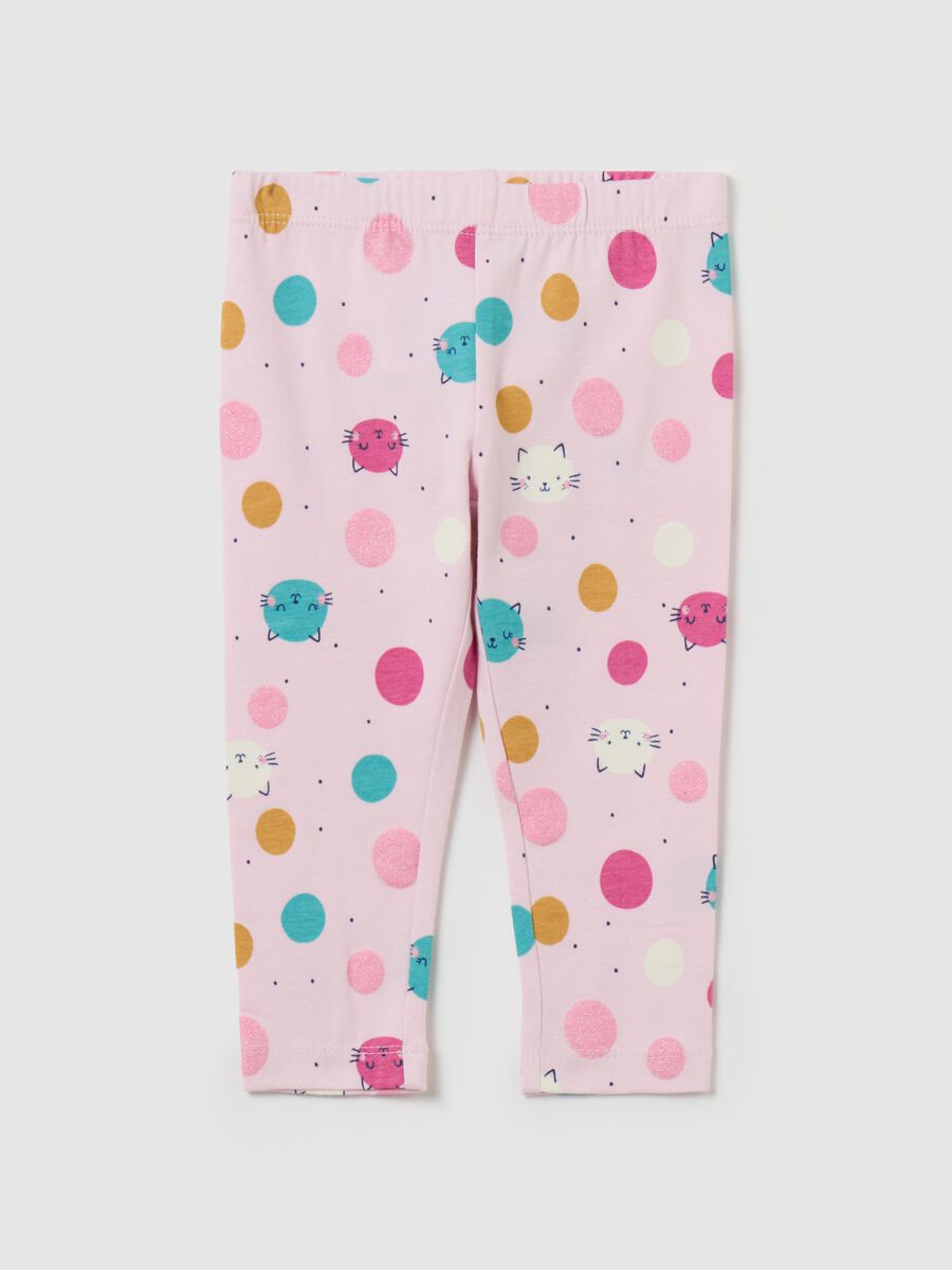 Printed stretch cotton leggings_0