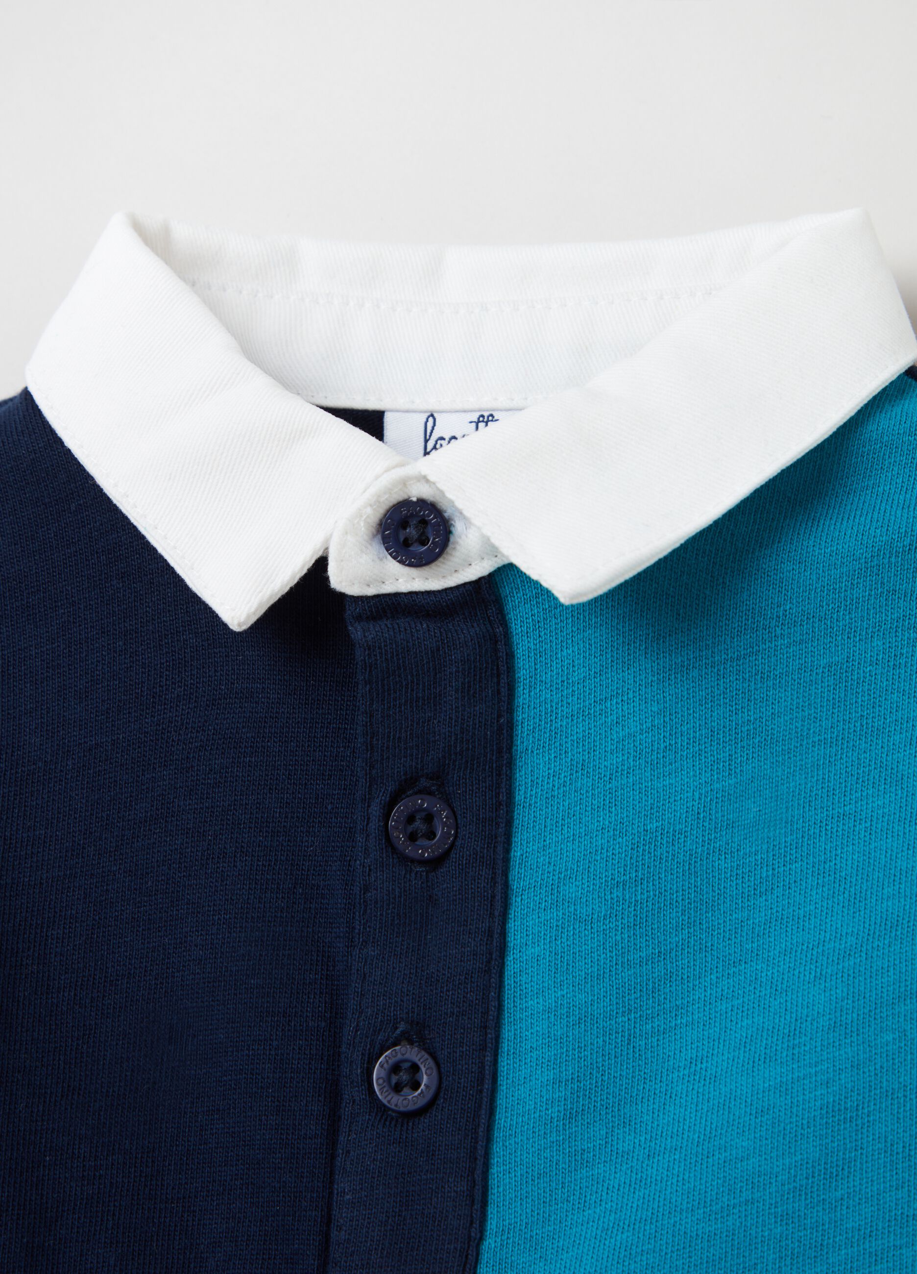 Long-sleeved colourblock polo shirt