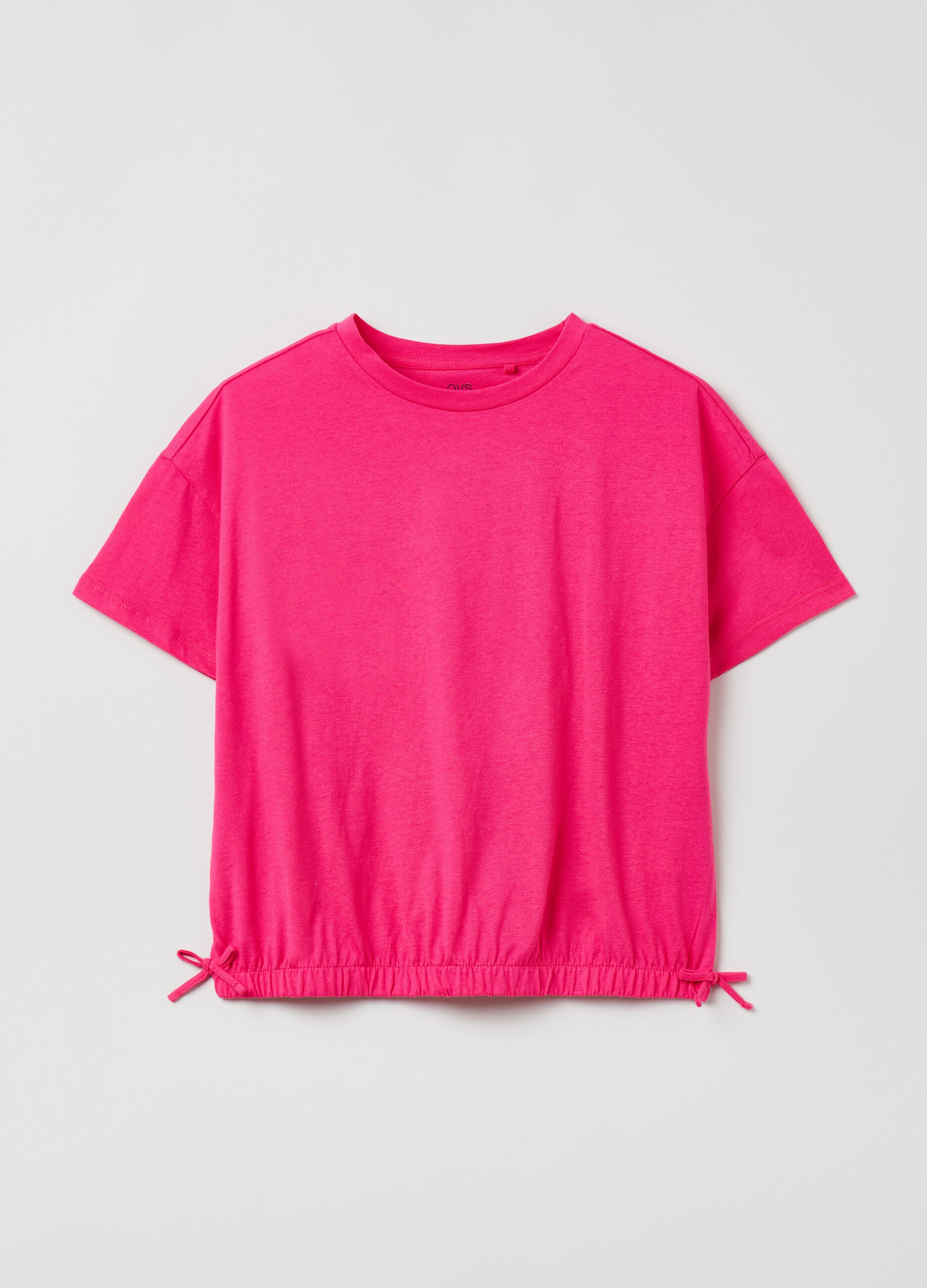 Cotton T-shirt with drawstring