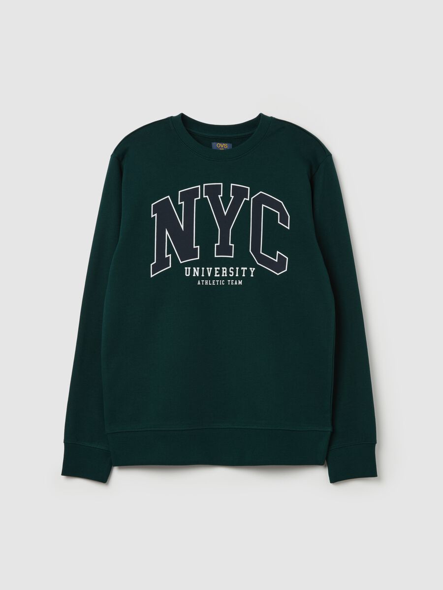 French terry sweatshirt with "NYC University” print_0