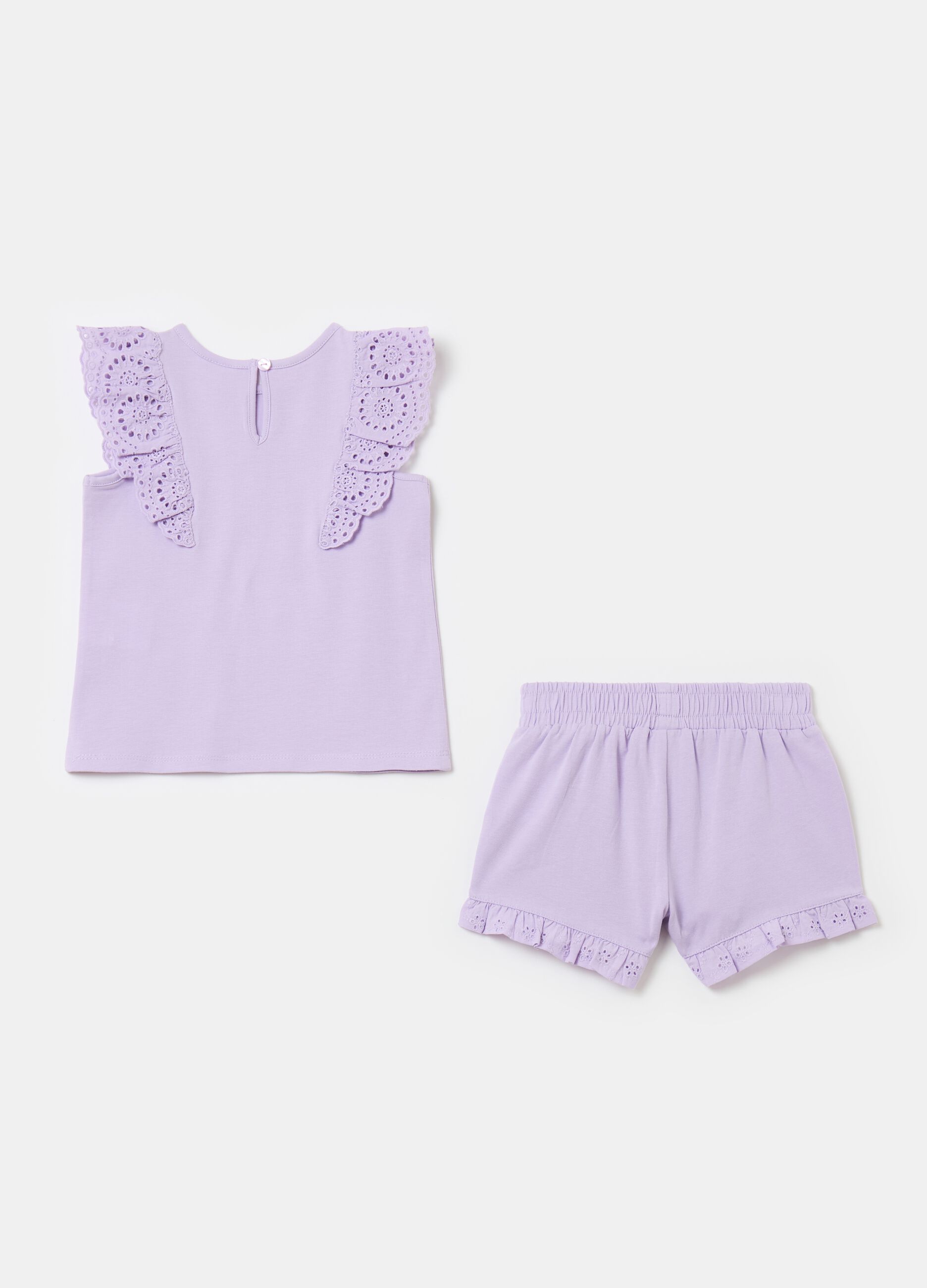 Cotton jogging set with broderie anglaise