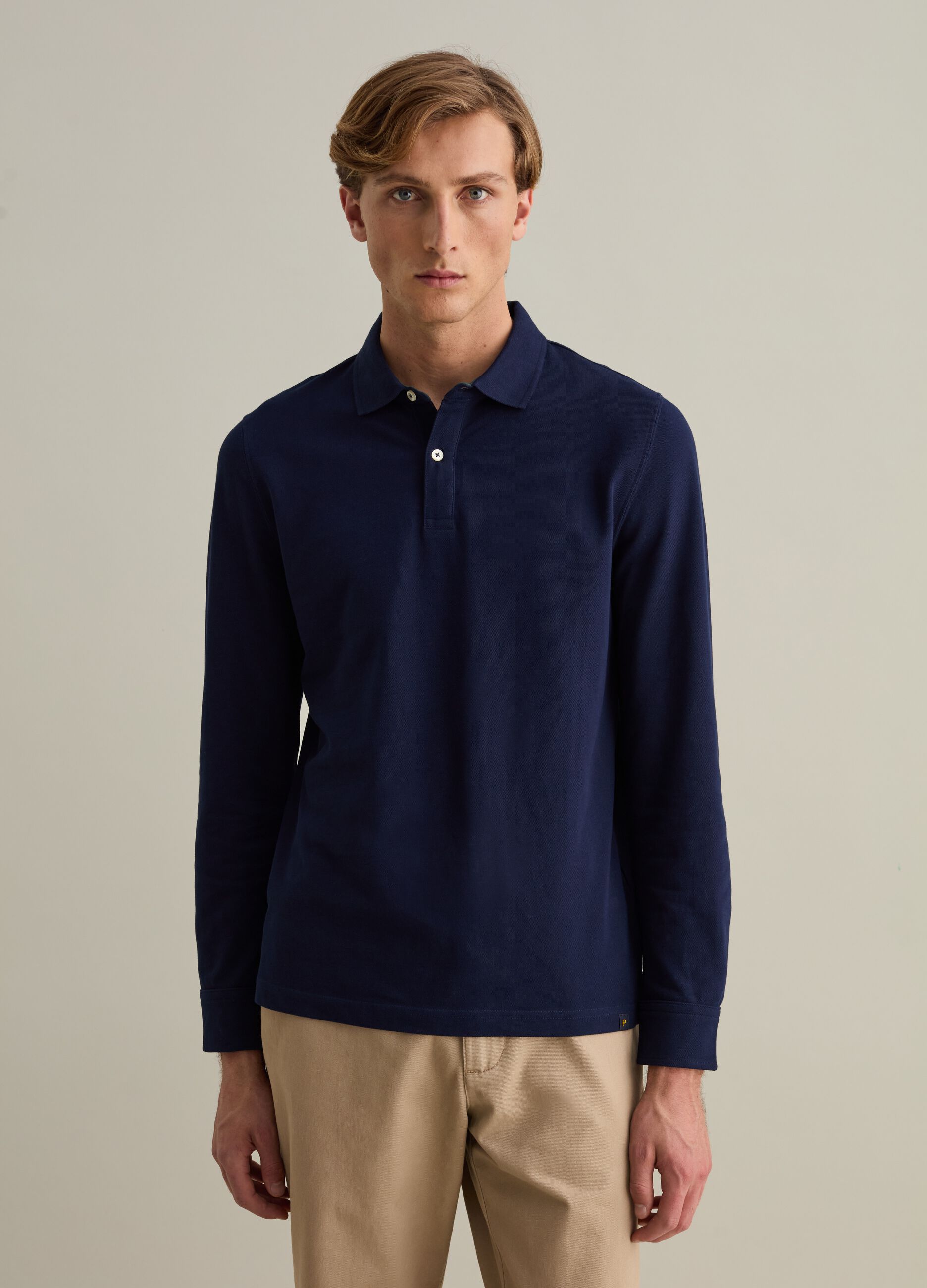 Long-sleeved polo shirt in piquet