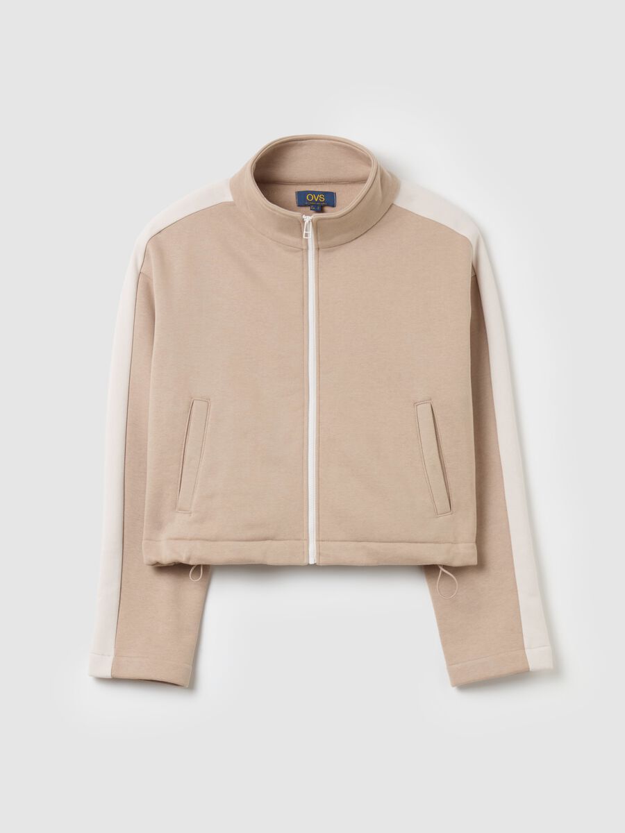 Full-zip cropped sweatshirt with high neck_4