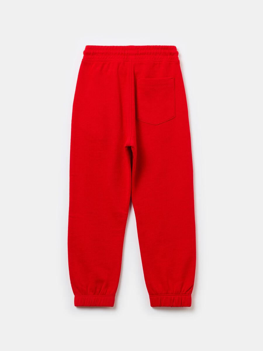 Fleece joggers with drawstring and print_1