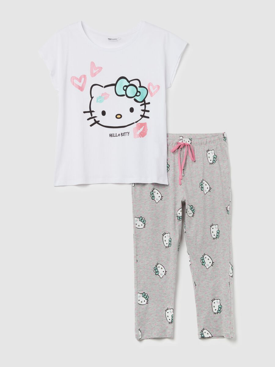 Pigiama con pantalone pinocchietto stampa Hello Kitty_0