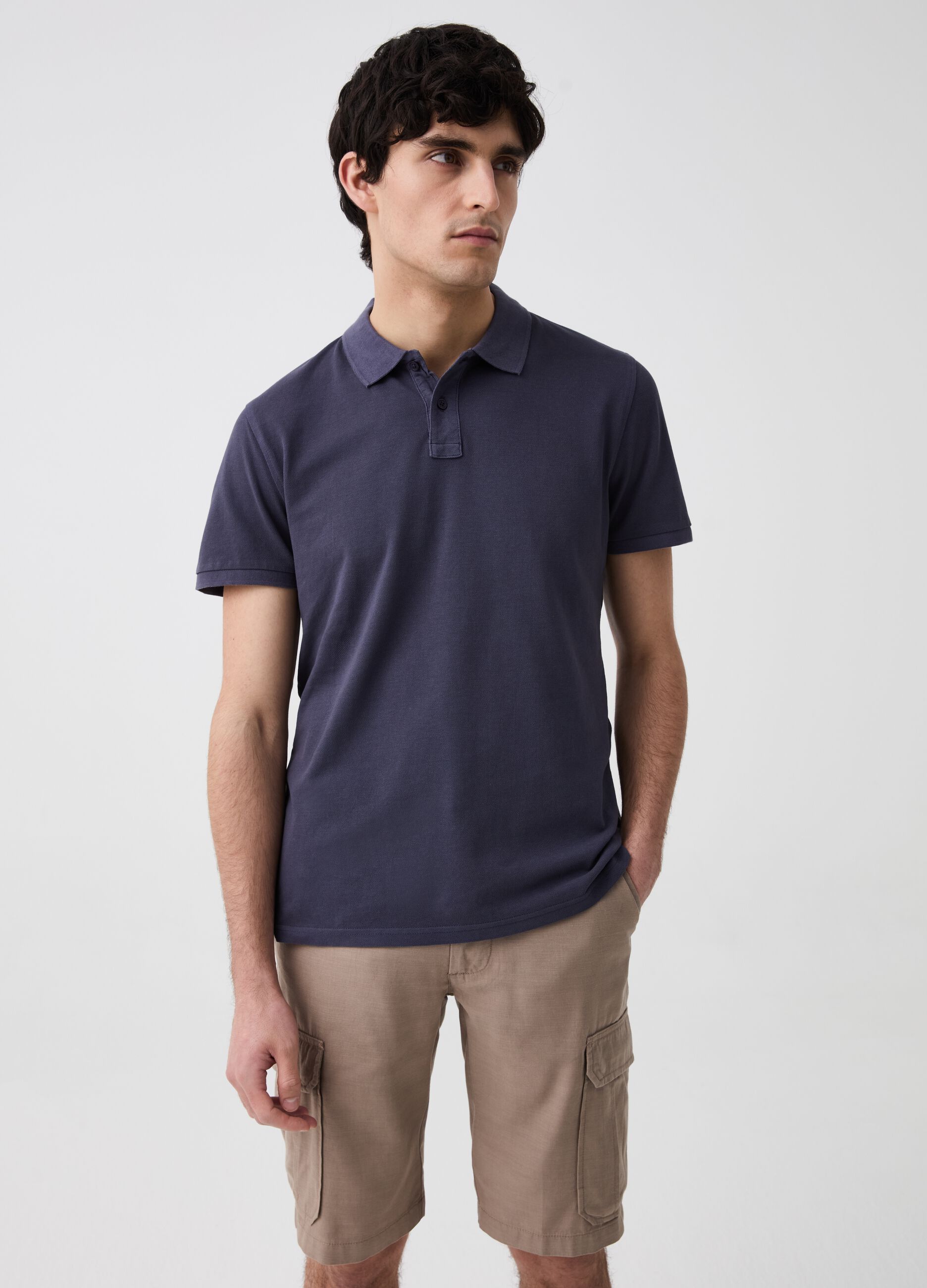 Cargo Bermuda shorts in cotton and linen