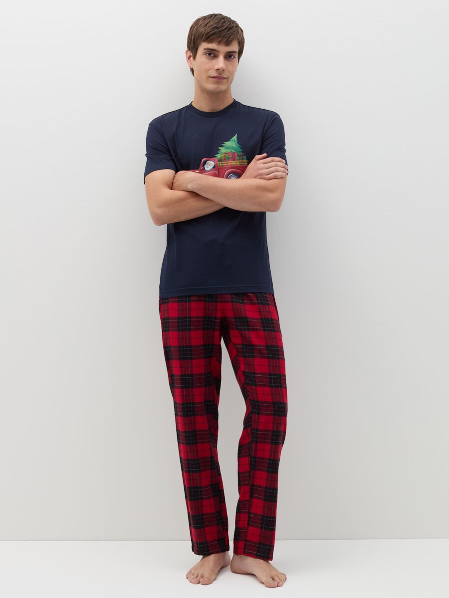 Pantalone pigiama in flanella fantasia tartan_0