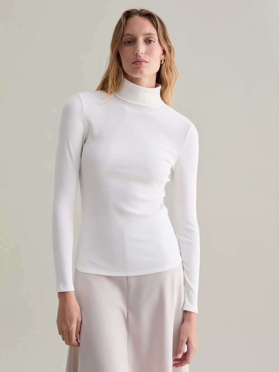 Contemporary flat-ribbed turtleneck pullover_2