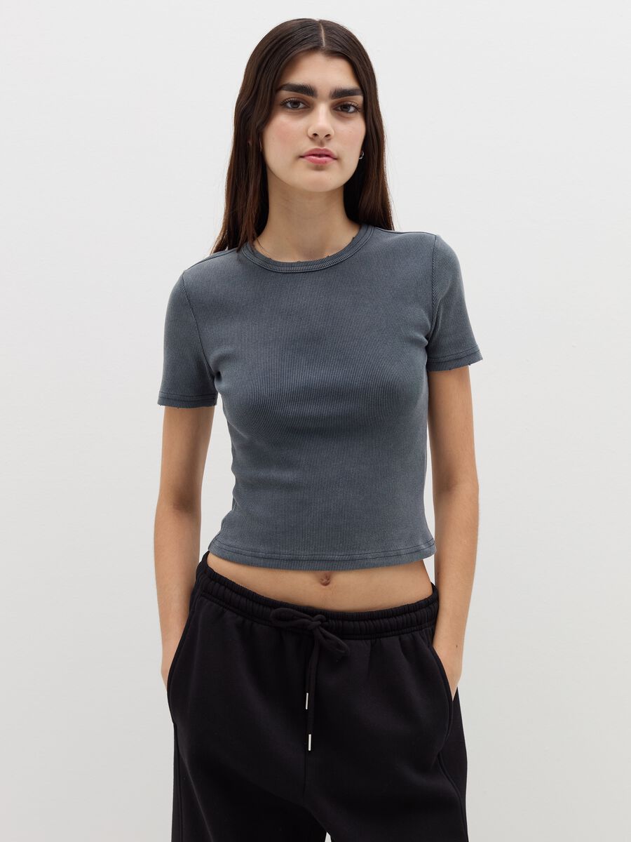 T-shirt in cotone stretch a costine_1