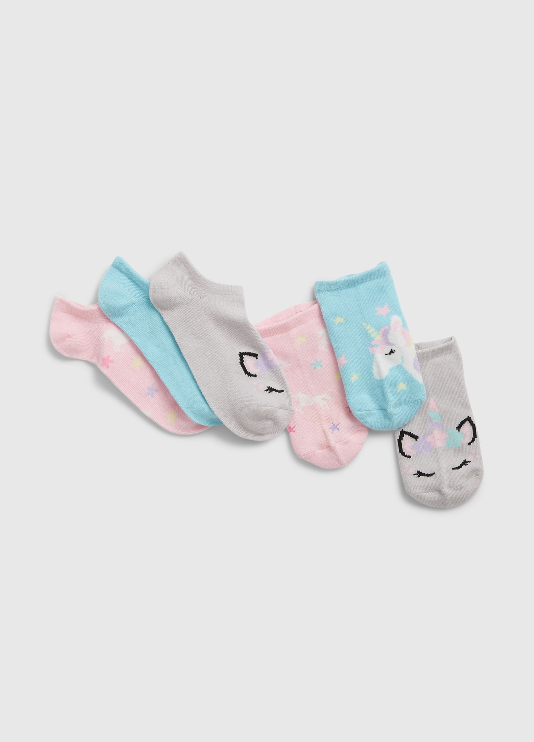Pack tres calcetines cortos con unicornio y estrellas