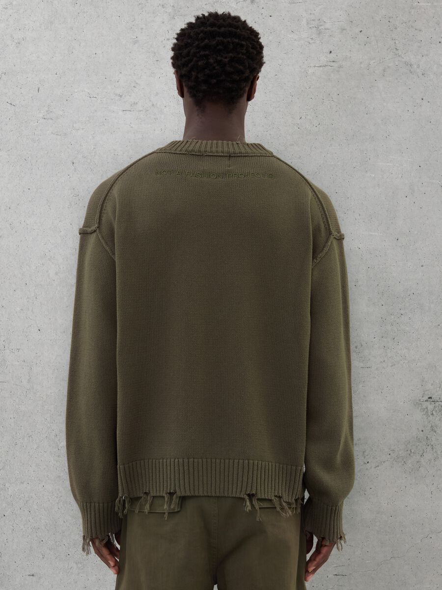 Crewneck Distressed Pullover Military Green_3