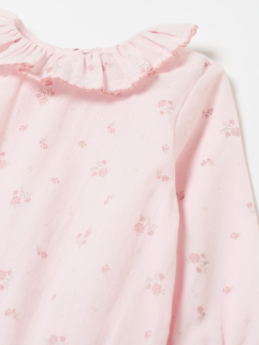 Long-sleeved bodysuit in twill with small flowers_2
