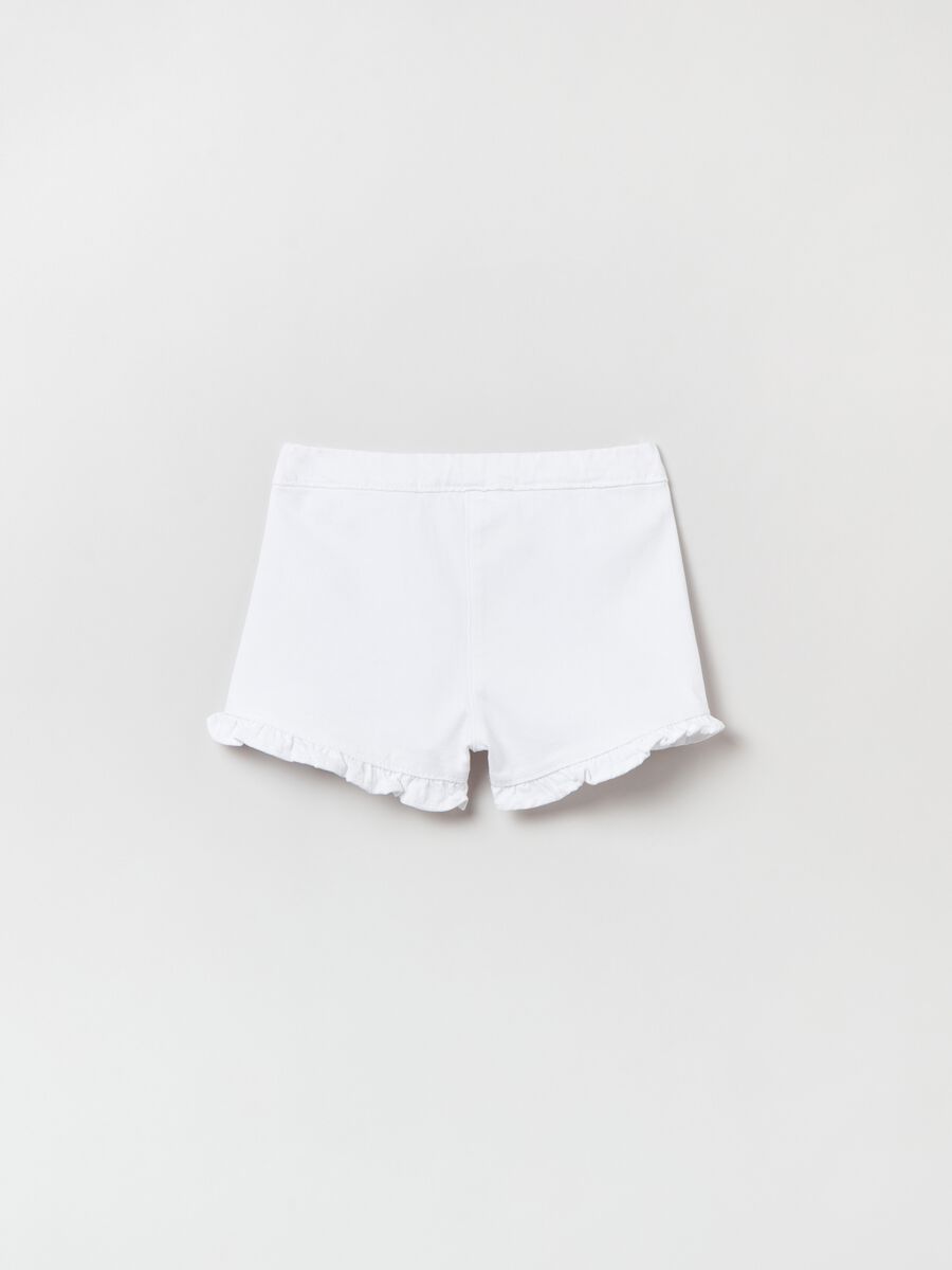 Shorts in twill con rouches_1