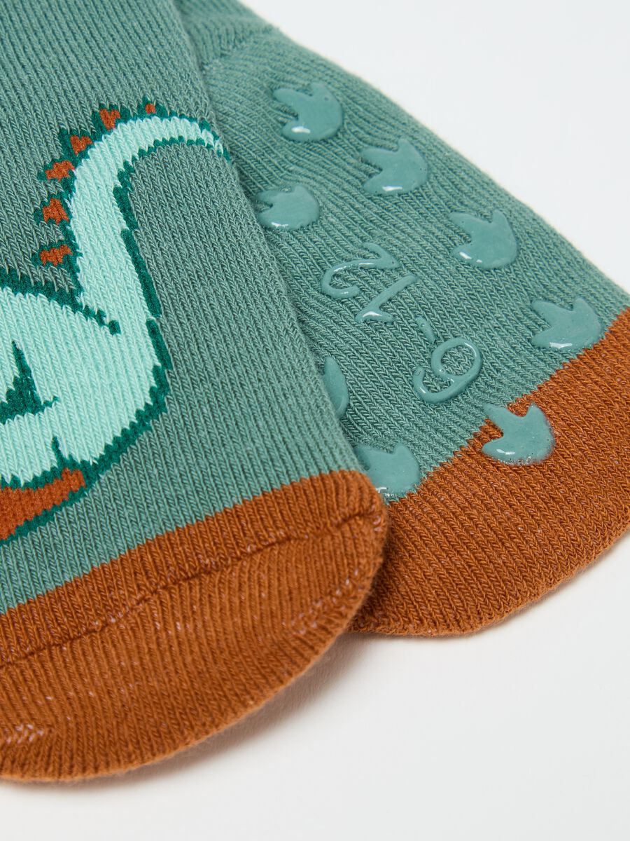 Two-pair pack slipper socks with dinosaurs design_2