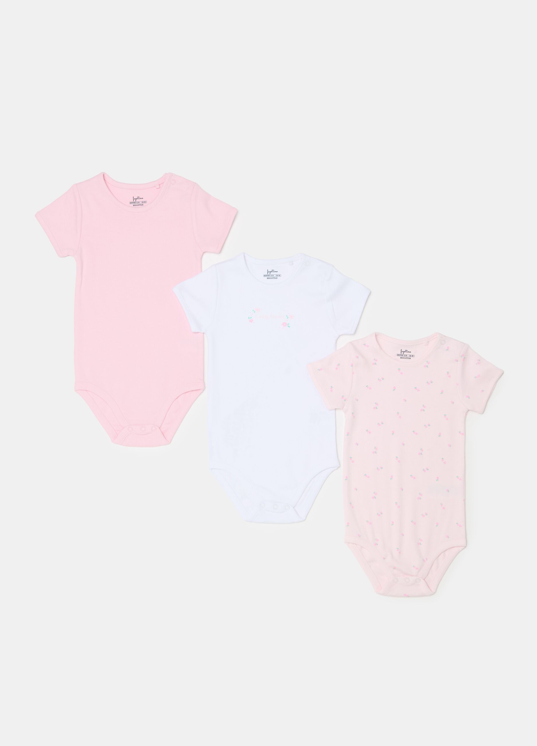 Three-pack bodysuits in organic cotton with print