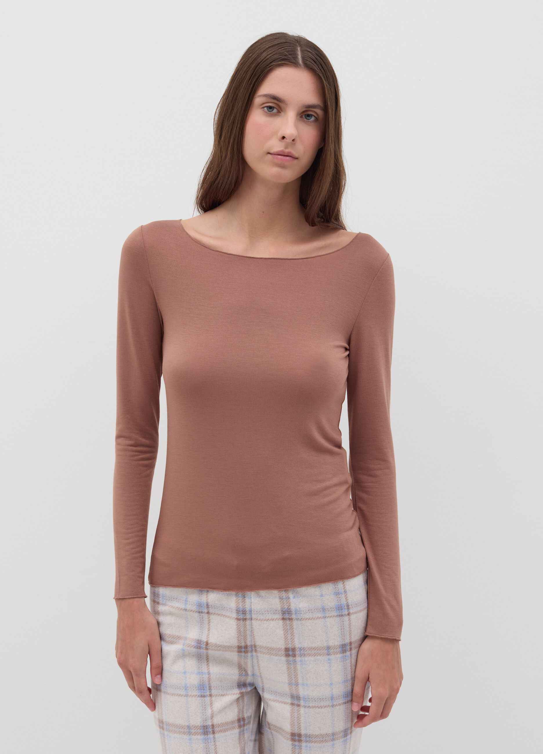 T-shirt intima con maniche lunghe in modal stretch