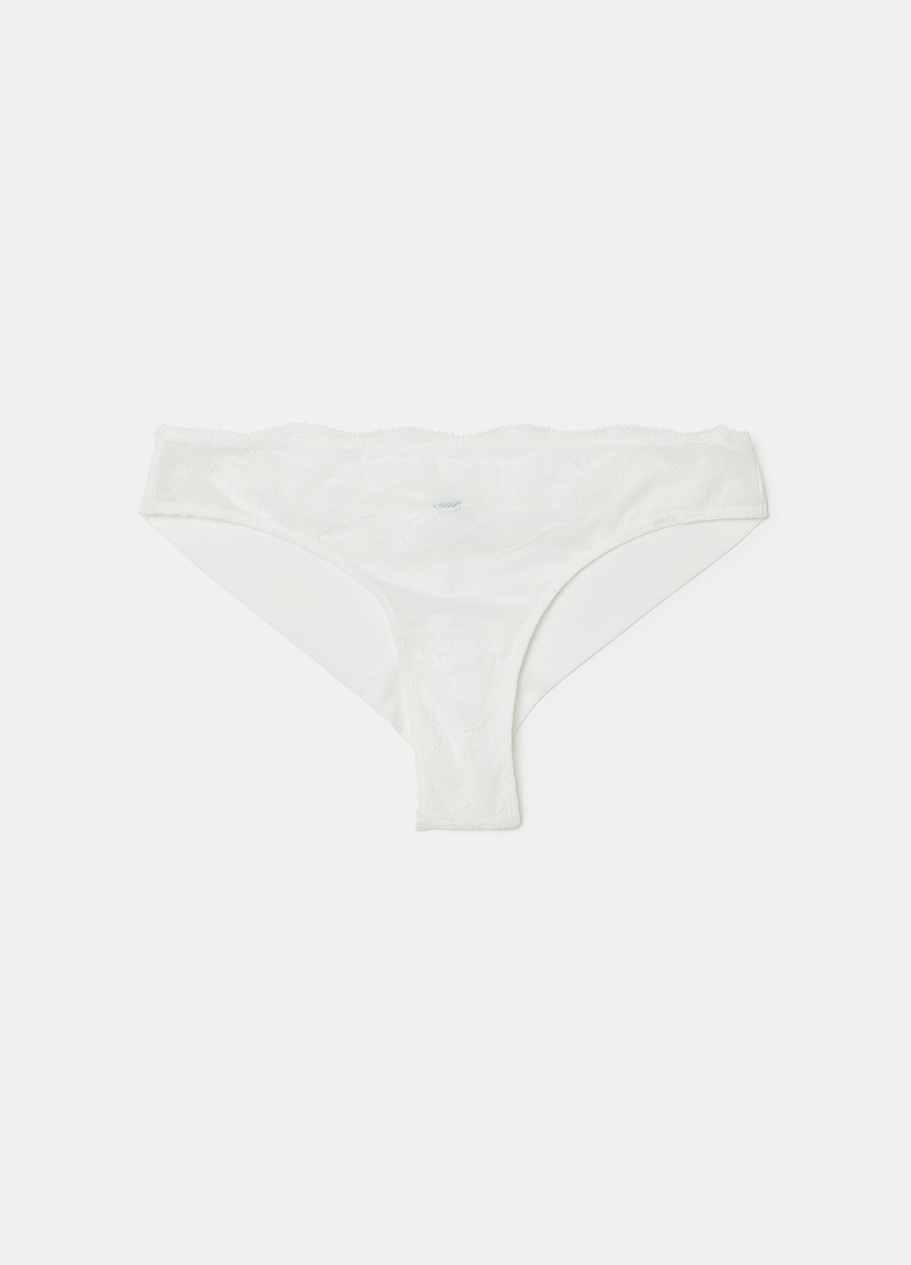 Microfibre Brazilian-cut briefs with lace on the front