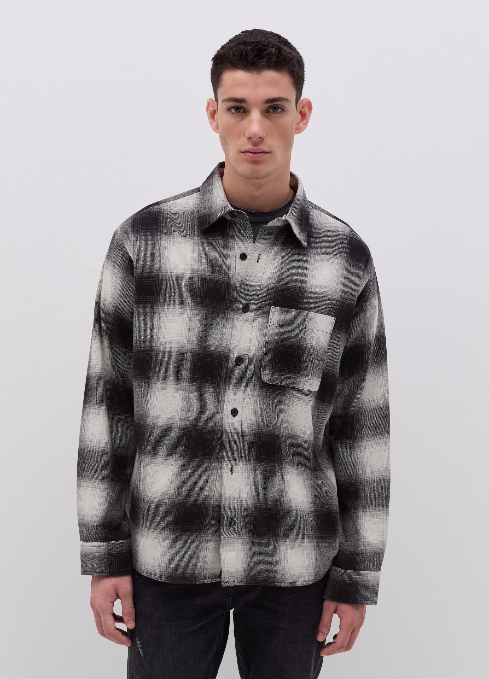 Regular-fit shirt in check flannel