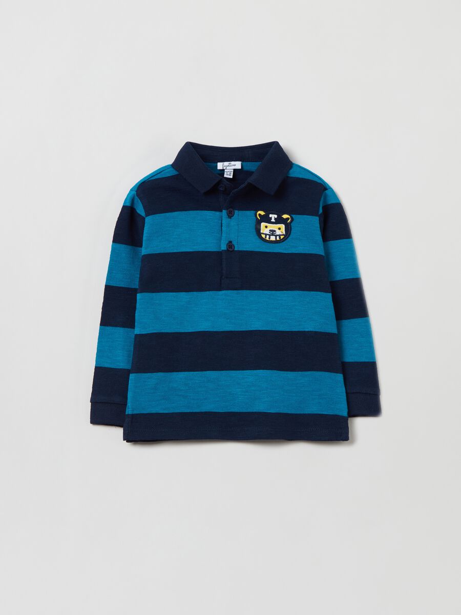 Long-sleeved cotton polo shirt_0