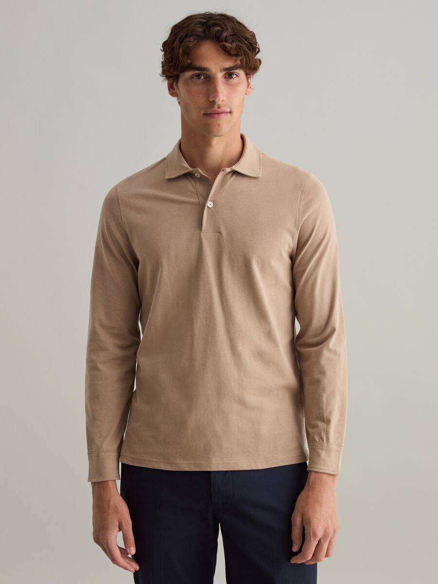 Contemporary long-sleeved polo shirt in organic cotton_0