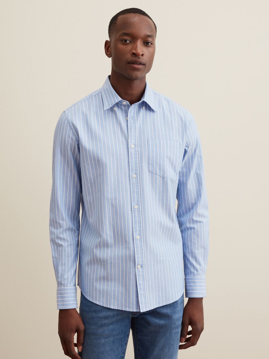 Striped Oxford cotton shirt with pocket_1