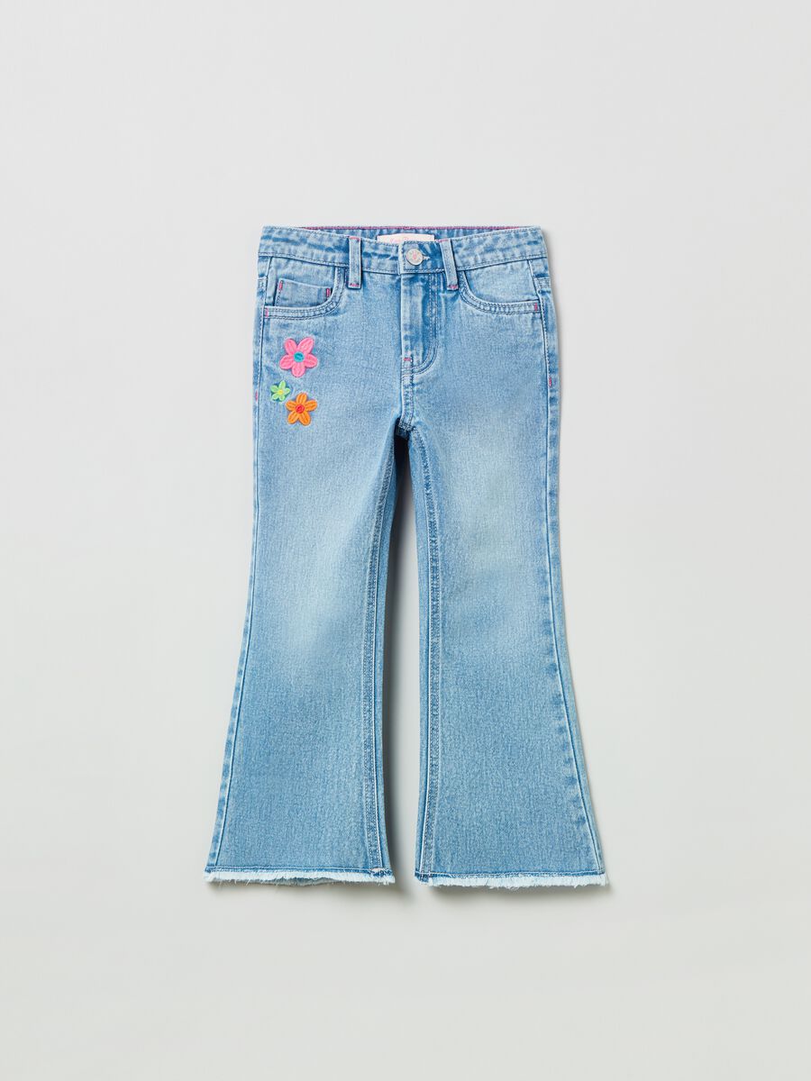 Love Therapy flare-fit jeans with embroidered flowers_0