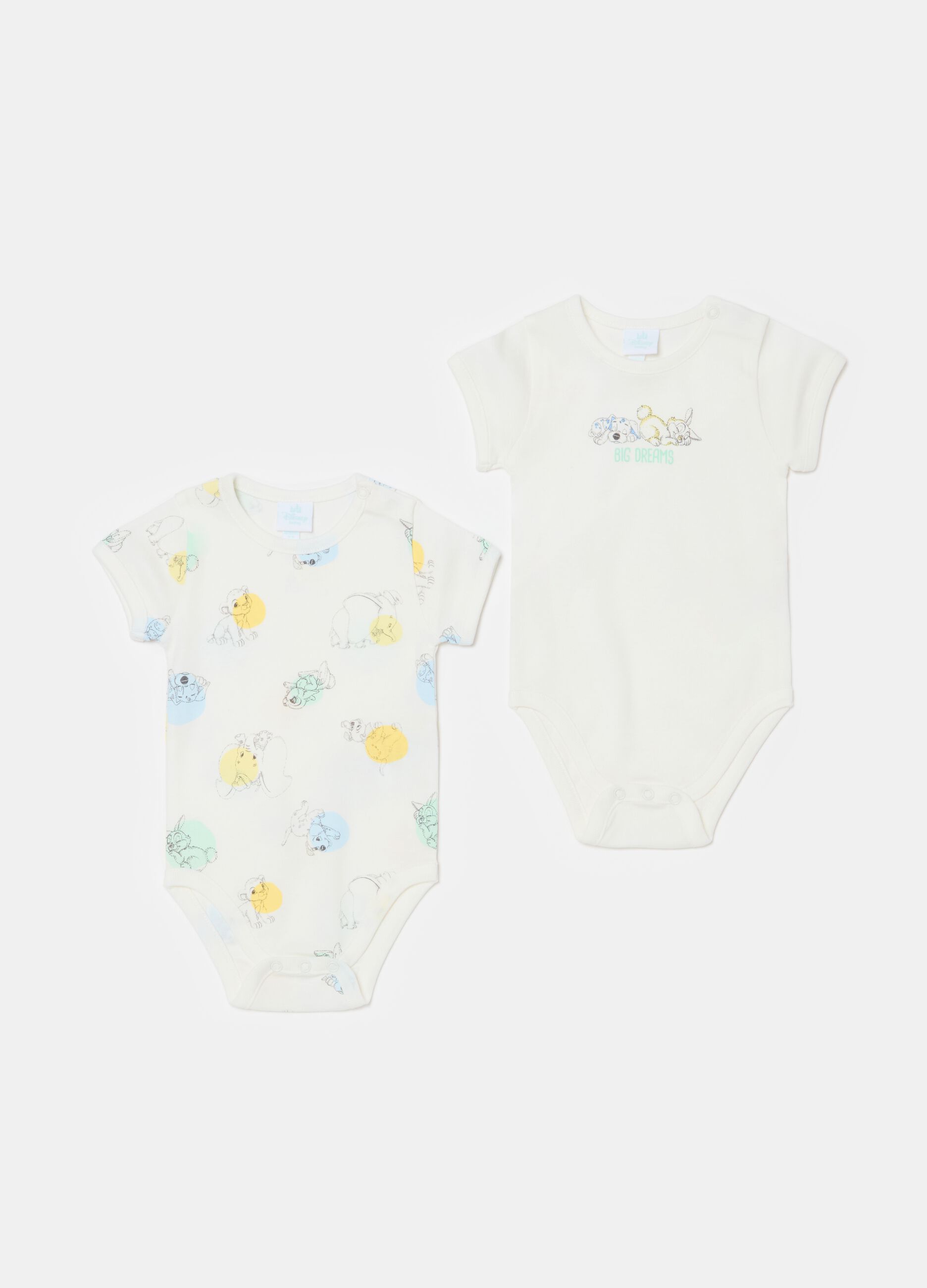 Two-pack organic cotton bodysuits with Thumper and Rolly