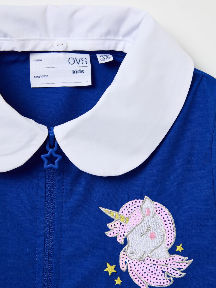 School smock with embroidered unicorn and zip_2