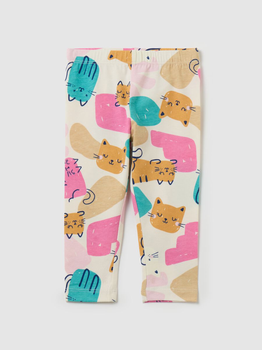 Printed stretch cotton leggings_0