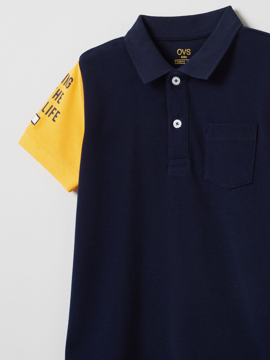 Piquet polo shirt with lettering print_2