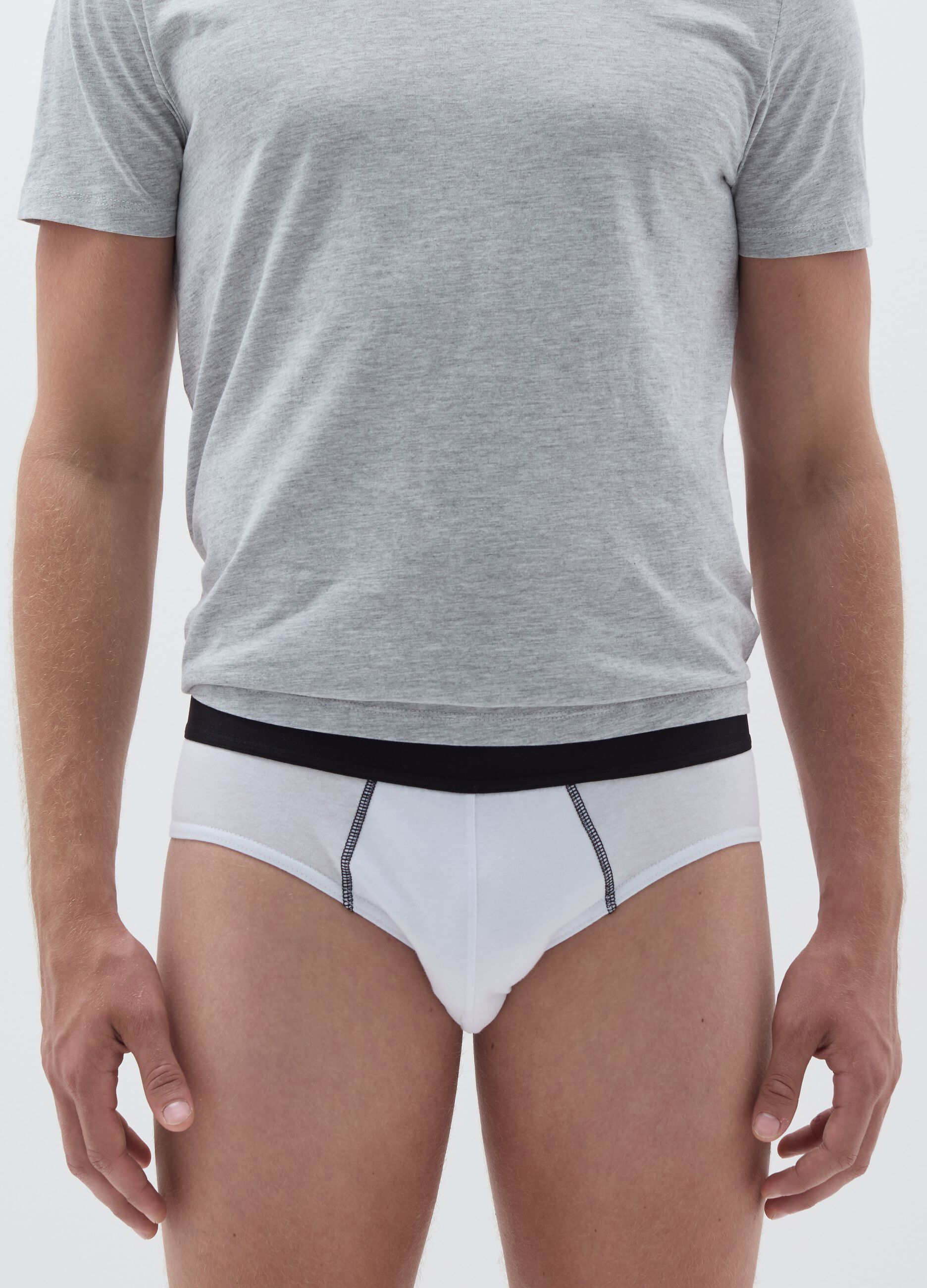 Five-pack briefs in organic cotton with external elastic