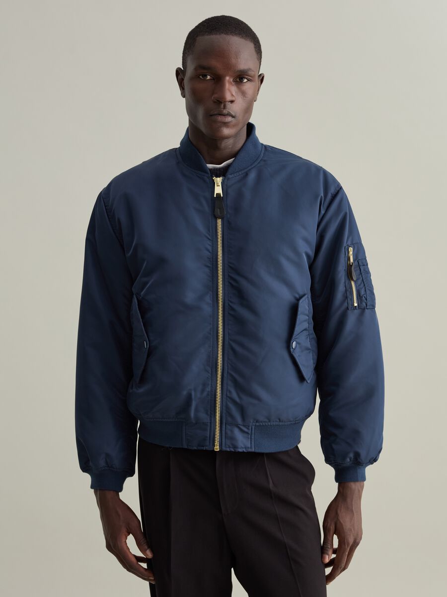 Solid colour full-zip bomber jacket_1