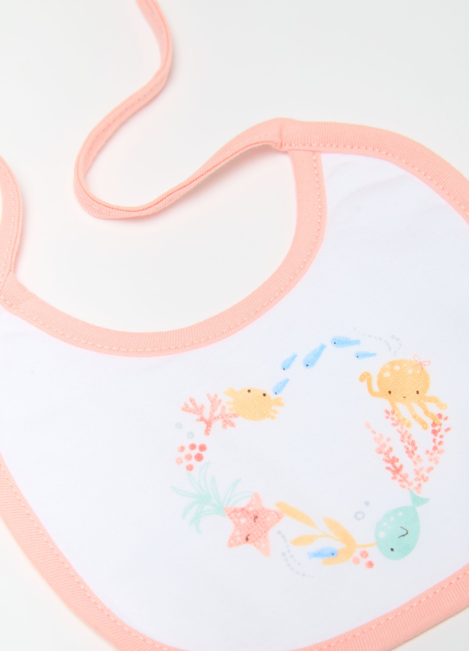 Two-pack bibs in organic cotton with sea motif