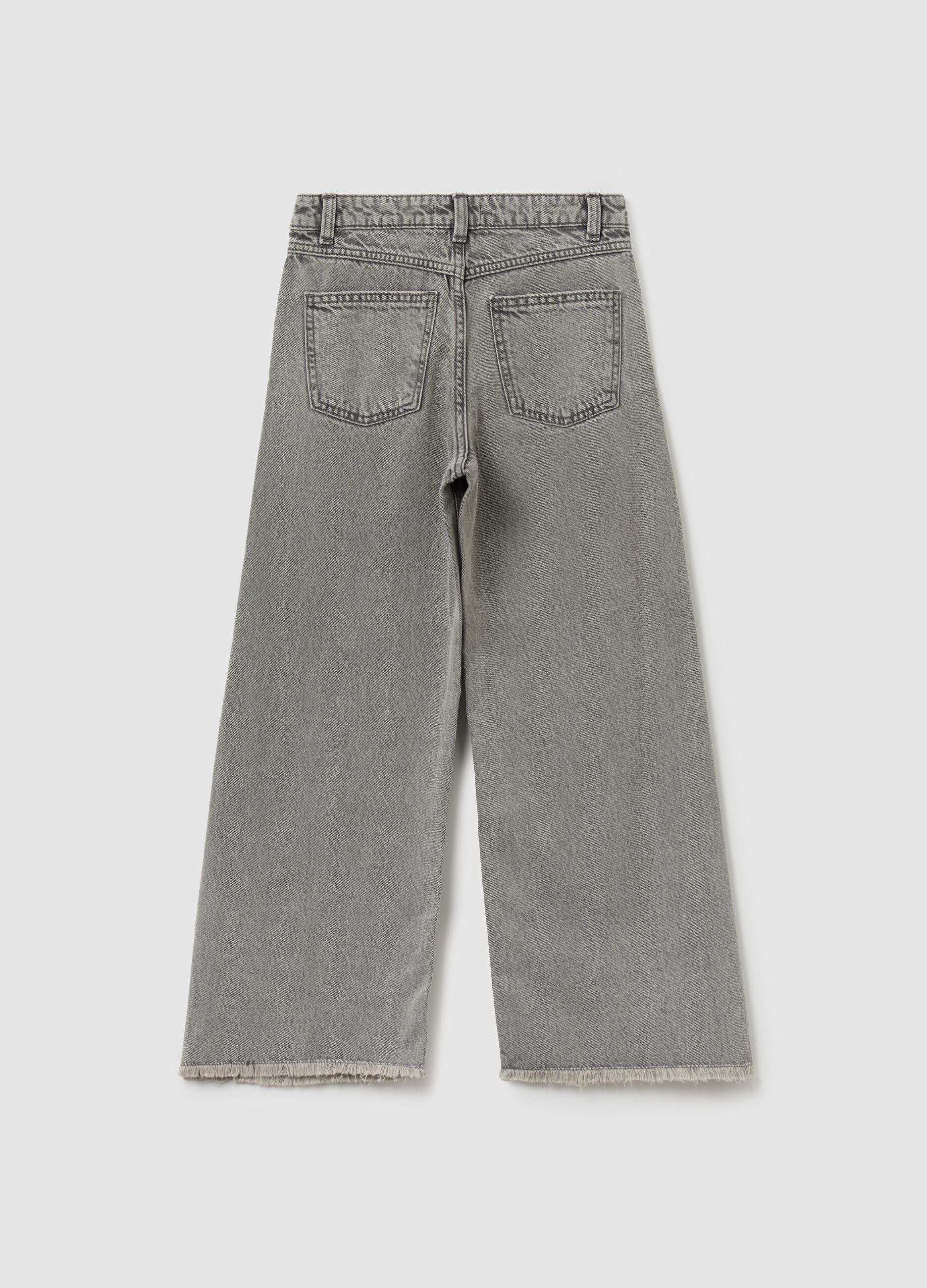 Fringed culotte jeans