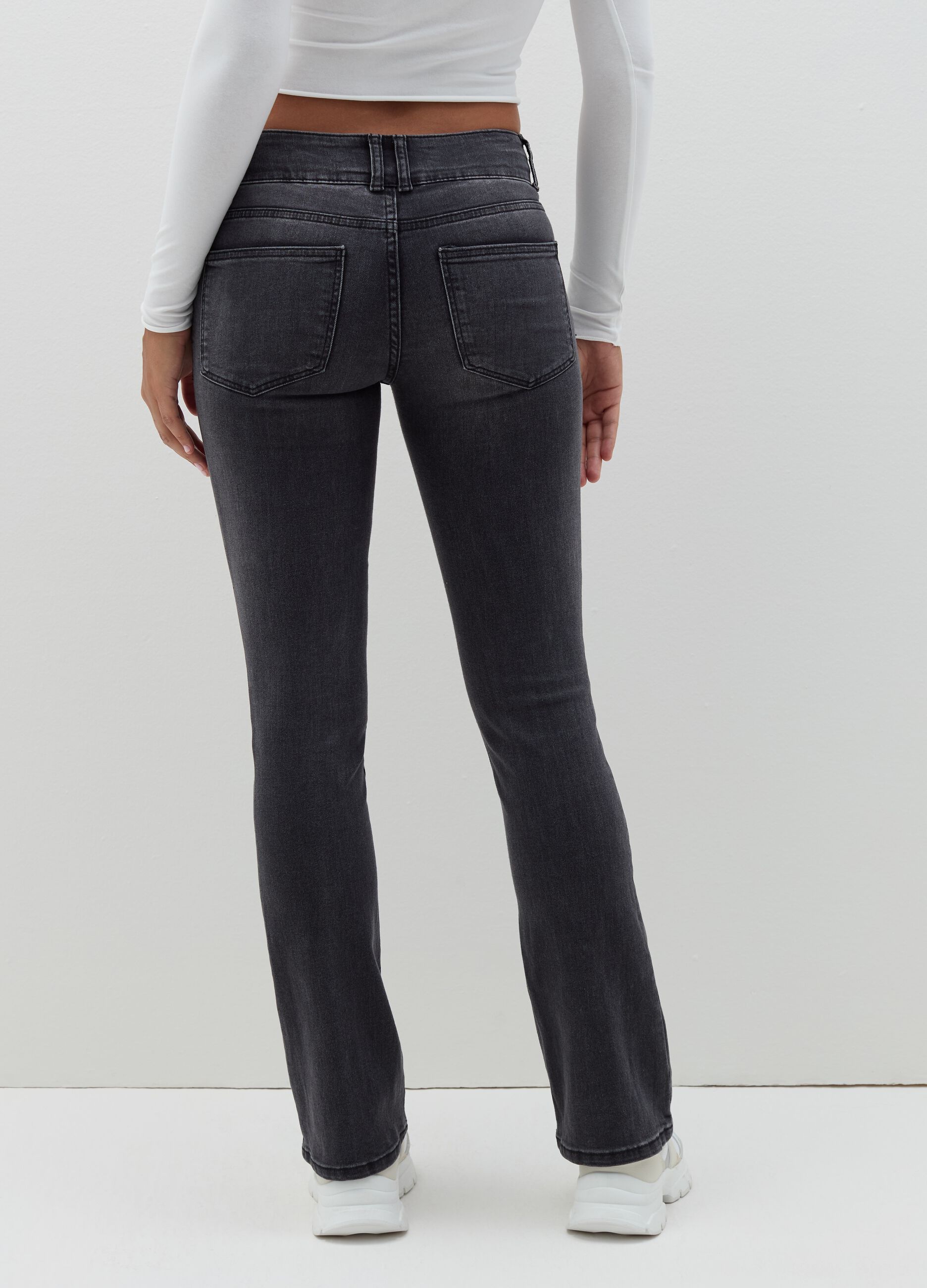 Flare-fit jeans with raised stitching