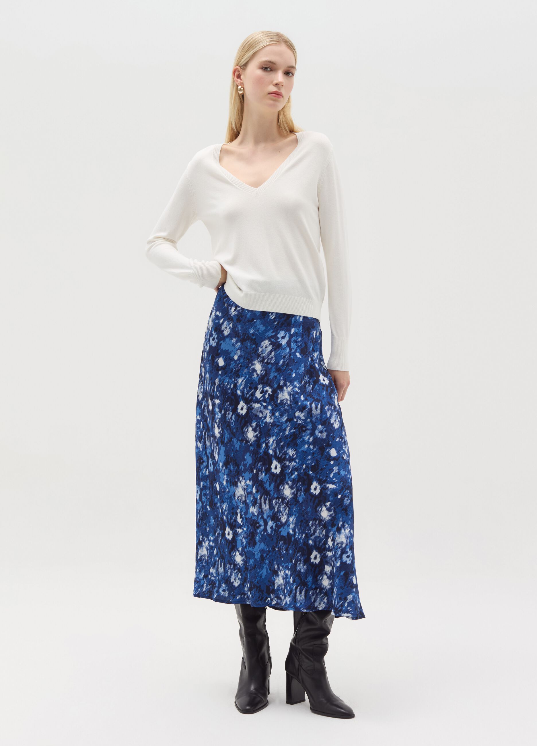 Full midi skirt with print