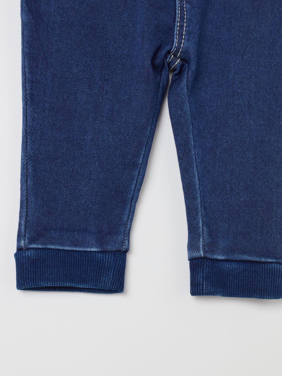 French terry denim jeans with teddy bear embroidery_3