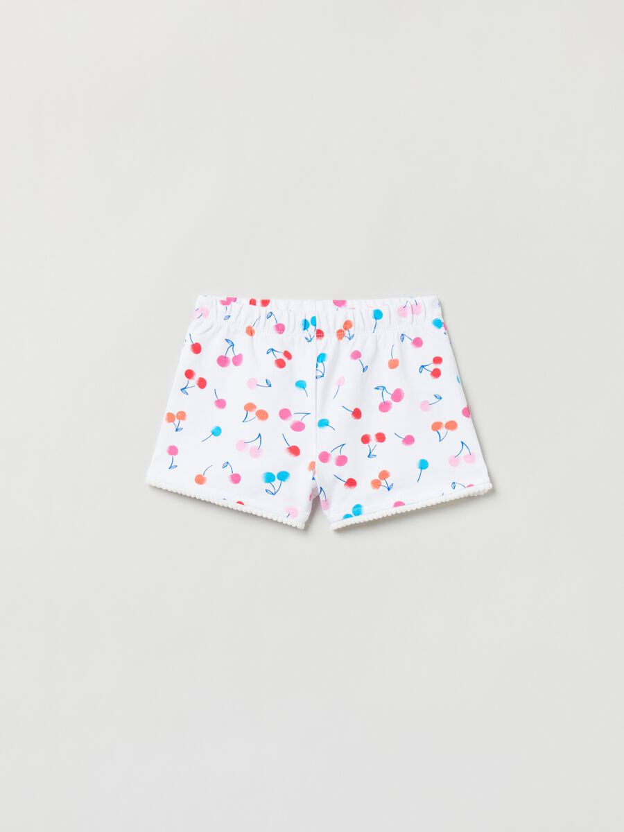 Shorts in French Terry con stampa e pon pon_0
