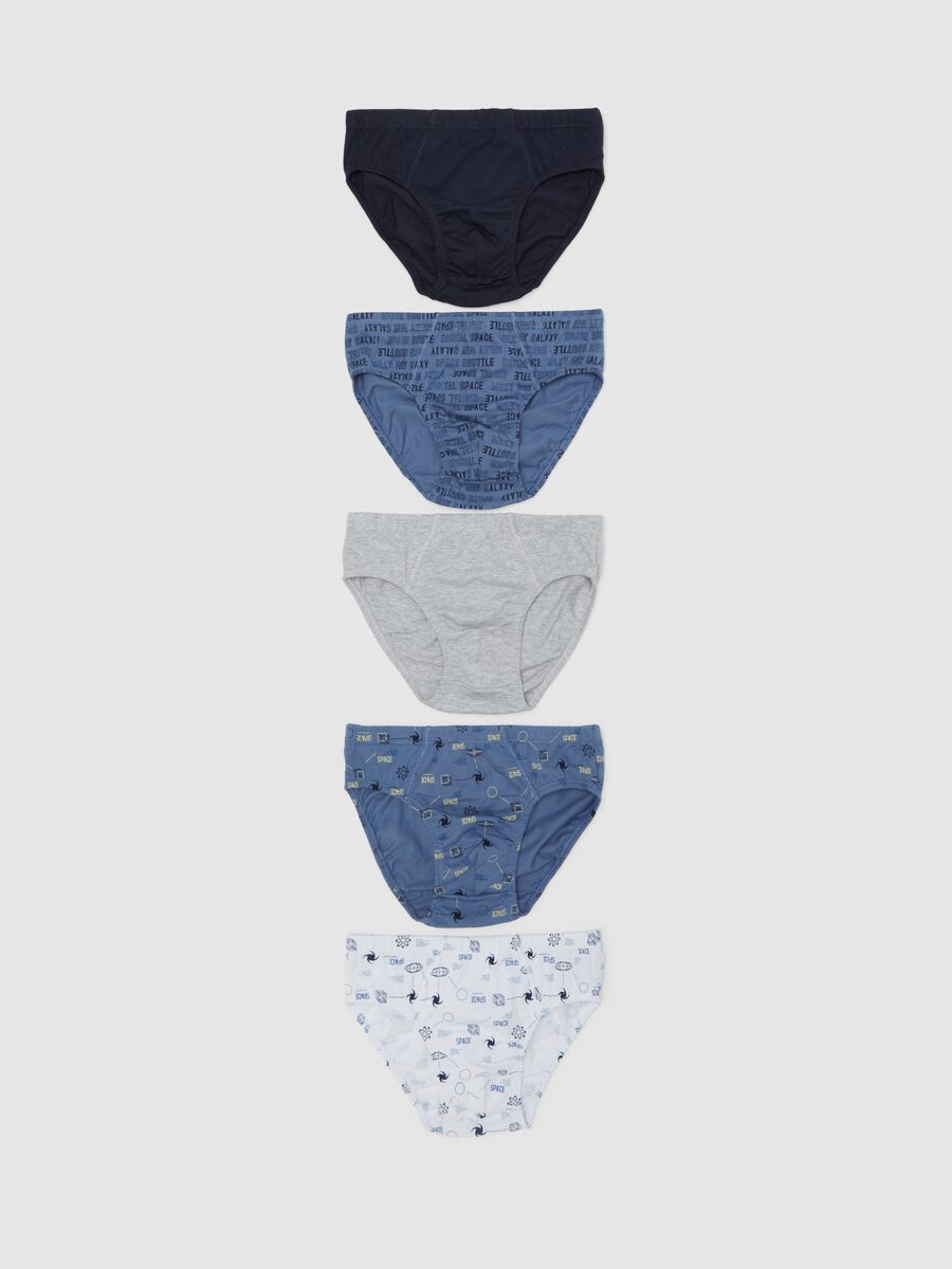 Five-pack organic cotton briefs with space print_0