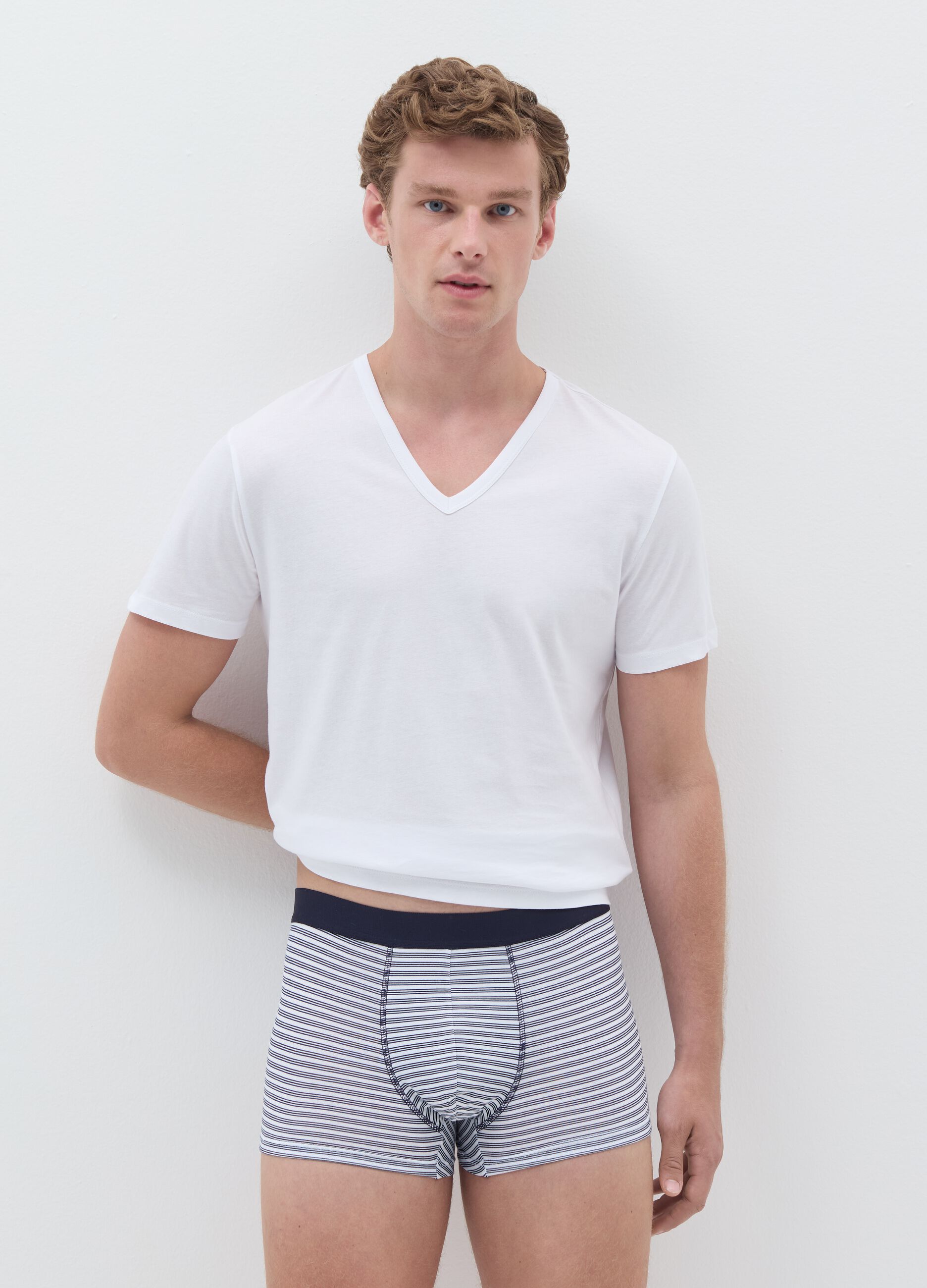 Three-pack boxer shorts with pattern in stretch organic cotton