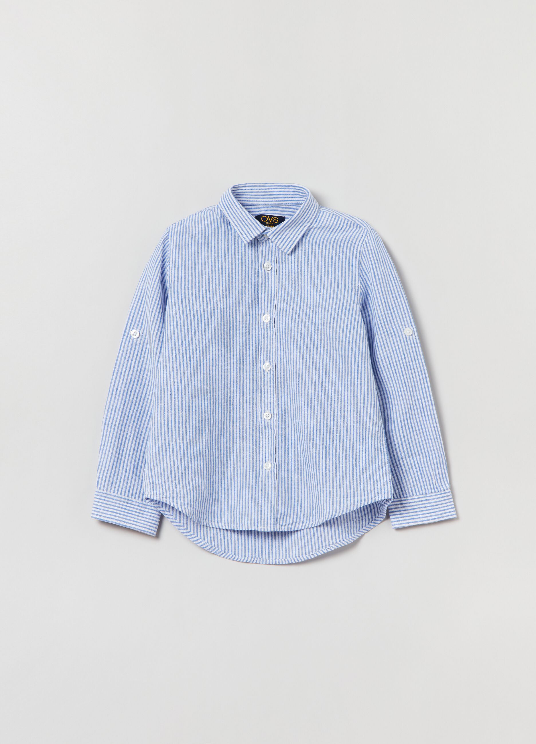 Striped linen and cotton shirt