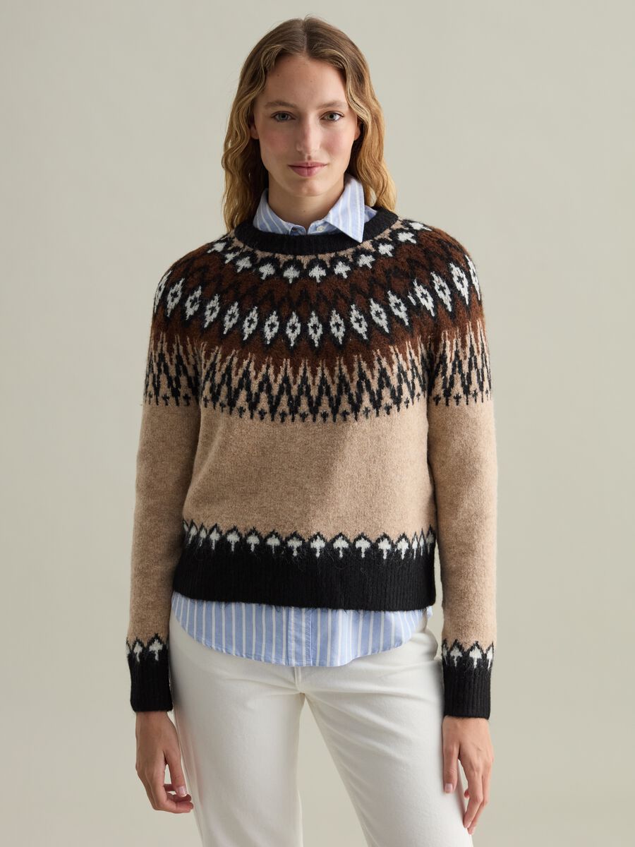 Pullover with Norwegian jacquard design_1